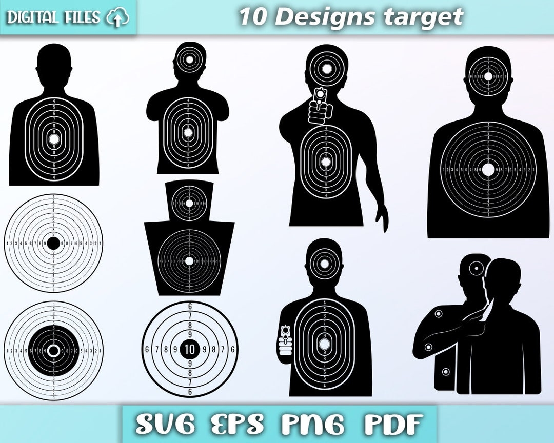Target Bundle Svg Shooting Svg Shooting Target Vector Silhouette Cut Files Shooting Range Eps pdf png svg Etsy
