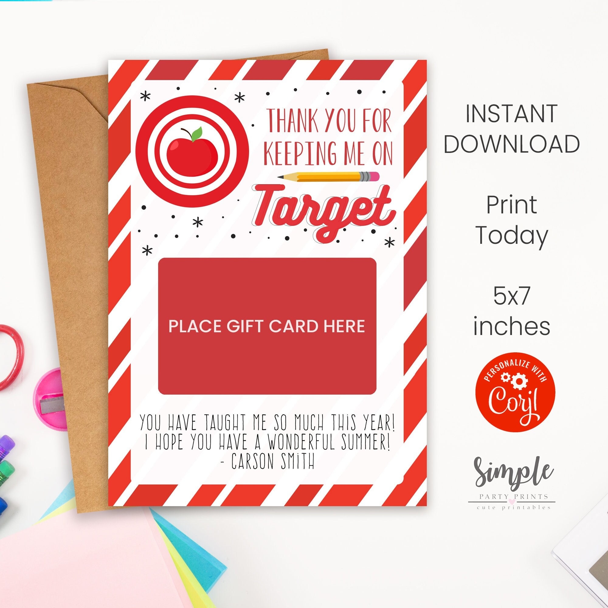 Target Gift Card Holder Teacher Appreciation Gifts Teacher Appreciation Printable Giftcard Holders TAW Tags TAW Tag Instant Download Etsy