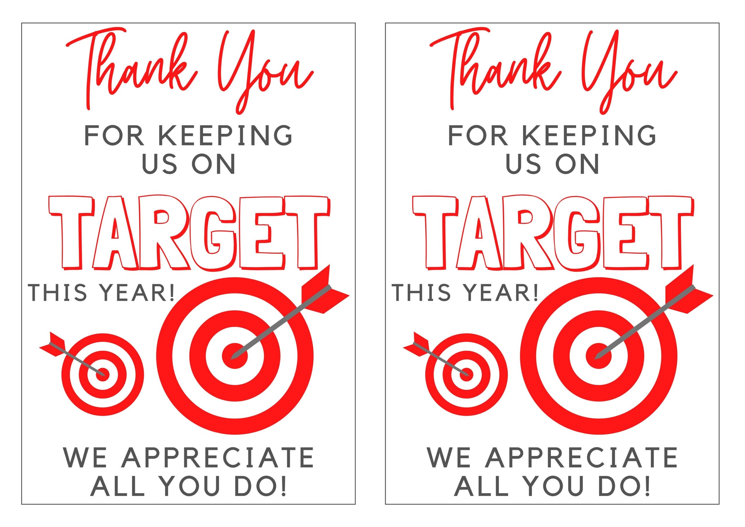 Thanks For Keeping Us On Target Printable