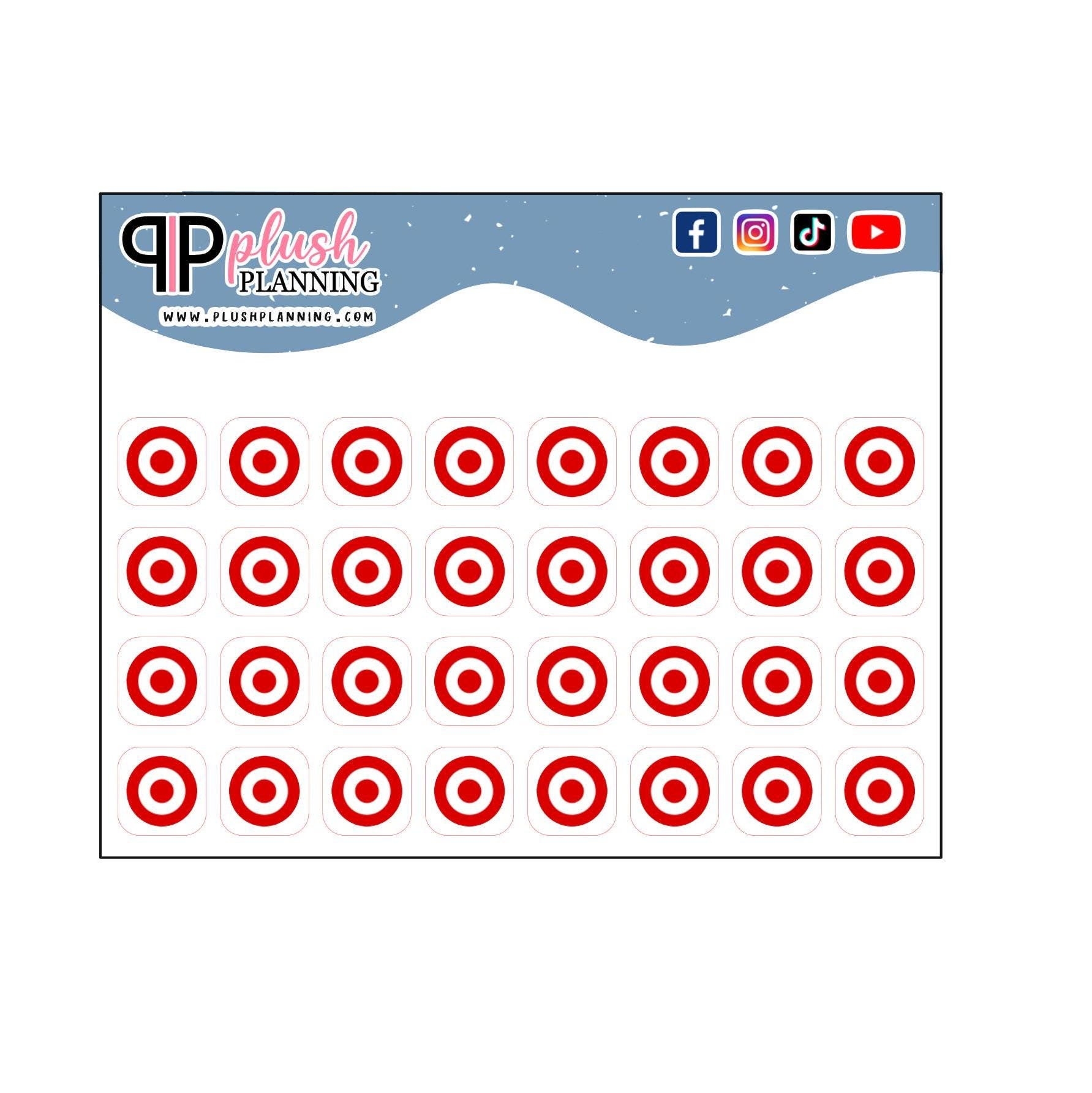 Target Icon Planner Stickers Functional Planner Stickers Target Run Target Shopping Expense Icon Target Family Budget Tracker Etsy