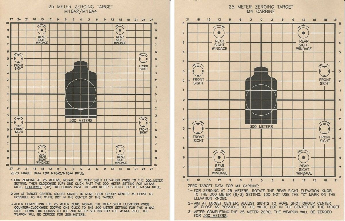 Two Sided Official DOD 25 Meter Zeroing Target 8 3 4 X 11 1 4 300m At 25m EBay