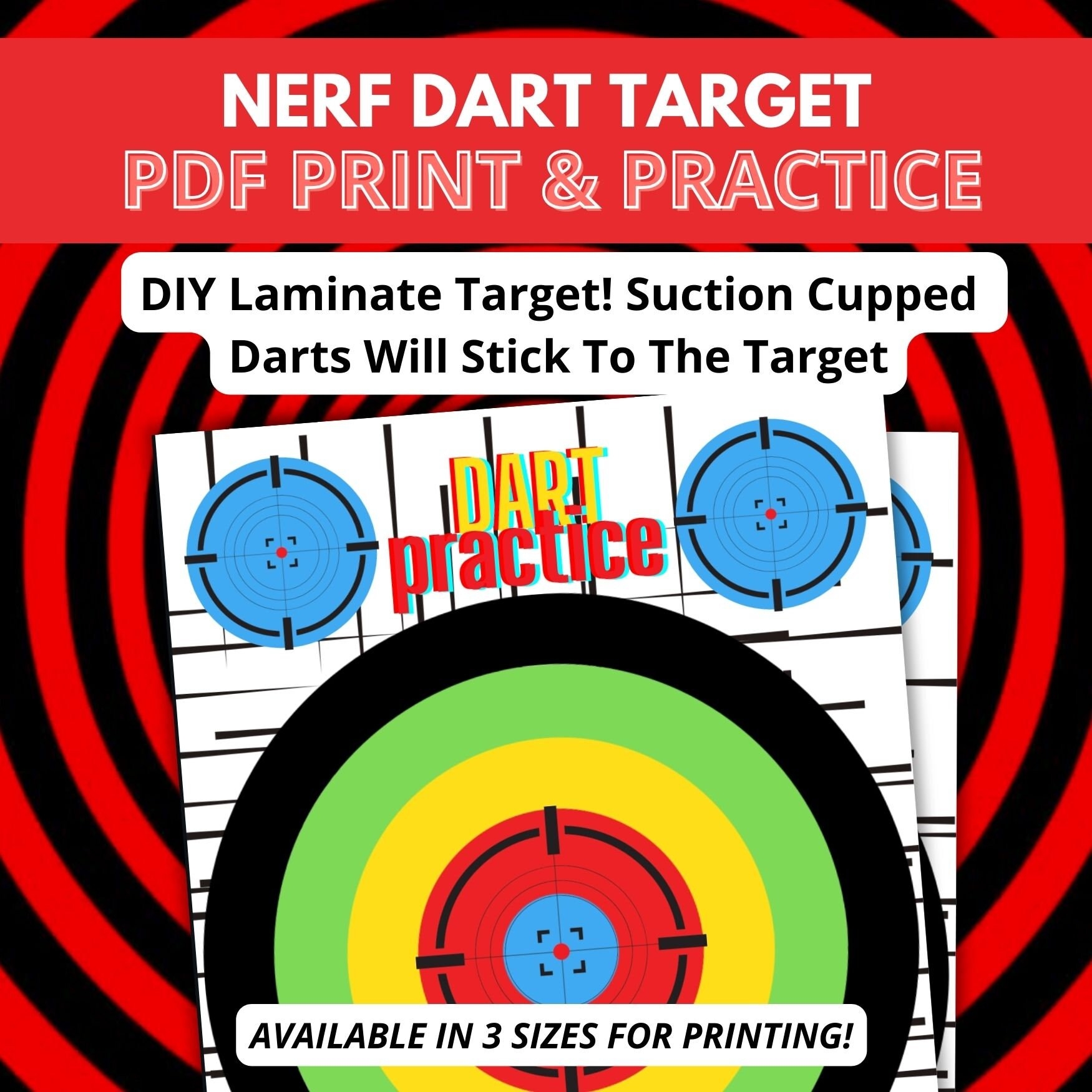 Ultimate Nerf Target PDF For Suction Nerf Darts 3 Sizes 8 5x11 A4 12x18 Nerf Enthusiasts Birthday Gifts Instant Digital Access Etsy
