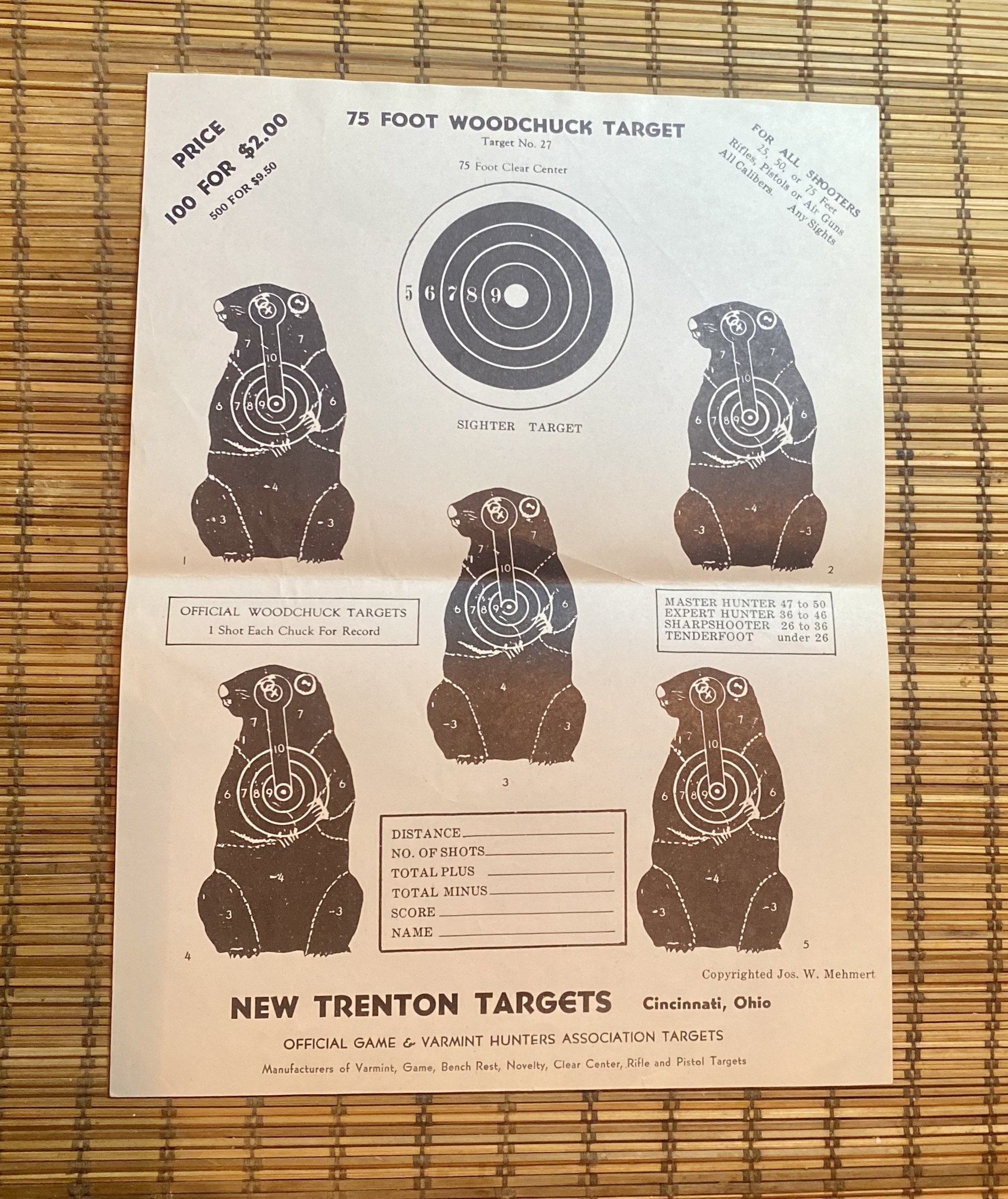 Printable Woodchuck Groundhog Paper Targets