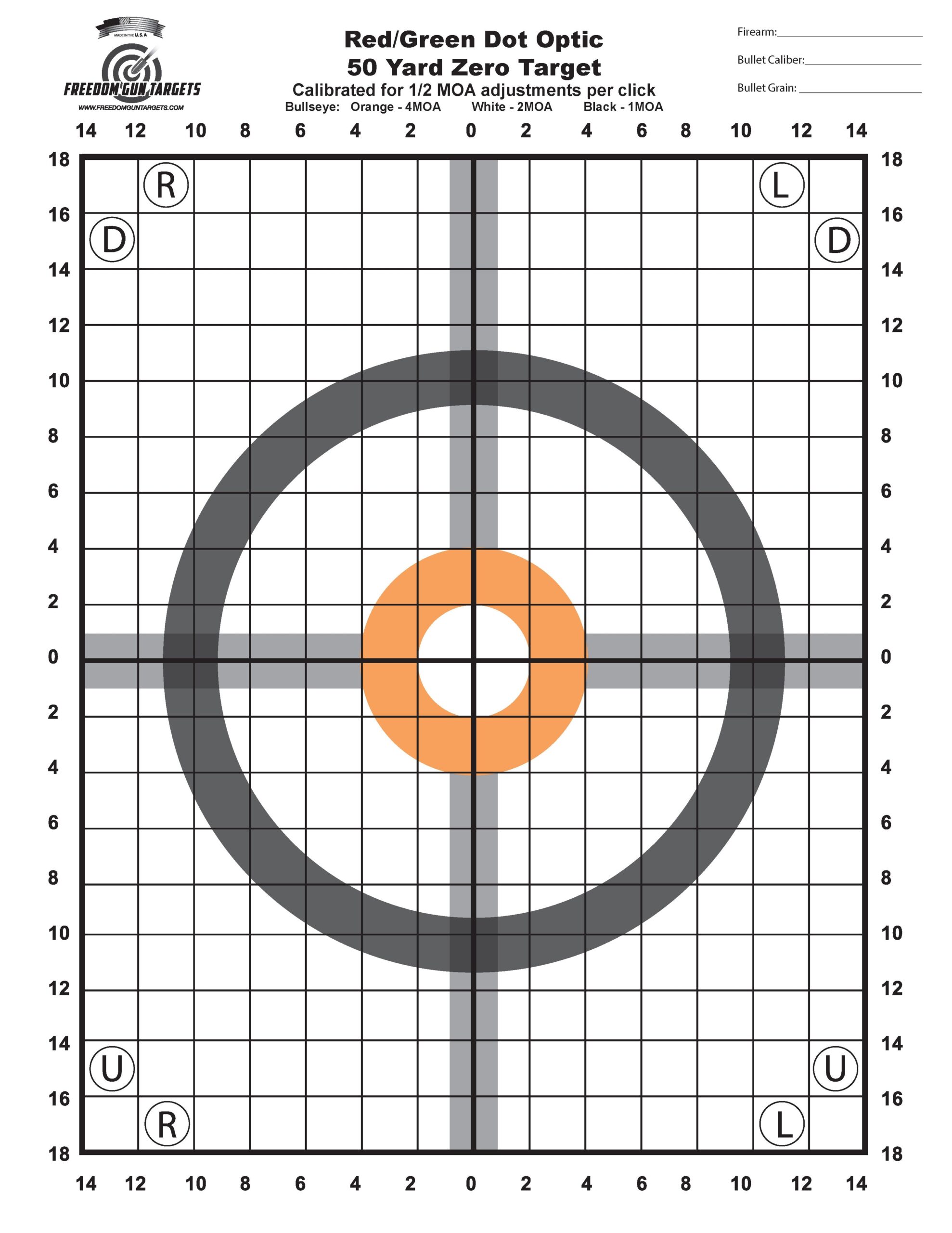Printable 50 Yard 1/4 Moa Rifle Target